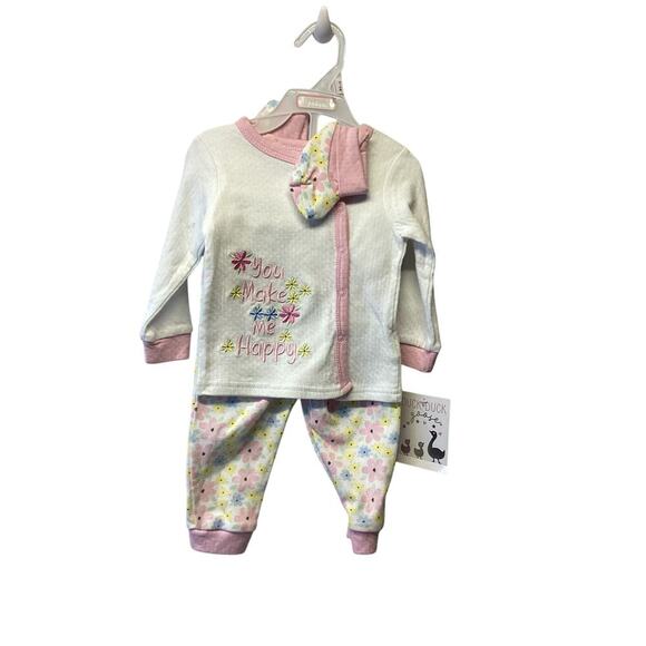 Duck Duck Goose Baby Girls' Bow Velour Footed Pant Set Size 6-9 Months - Picture 1 of 4
